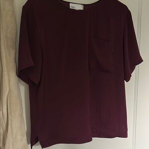 Relaxed Red Short Sleeve Blouse